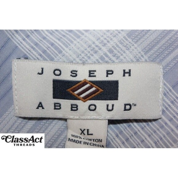 Joseph Abboud Men Button Up Shirt Classic Fit Blue Royal Stewart Plaid Cotton XL - Picture 6 of 8